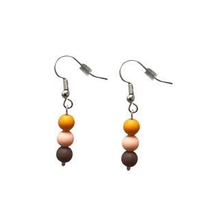 5 For $25 HANDCRAFTED Orange Peach Brown Fall Acrylic Matte Beaded Earrings